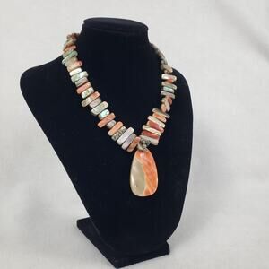 Silpada California Red Abalone Shell Sterling Reversible Pendant Necklace N1046